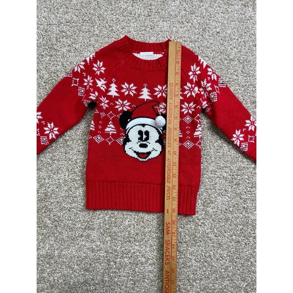 Disney Mickey Mouse Red Christmas Sweater‎ Toddler 3T Unisex